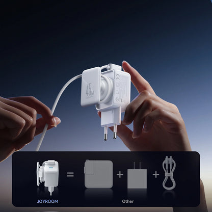 Incarcator Retea Cu Cablu USB-C Joyroom JR-TCL05, 45W, 3A, 2 x USB-C, Alb