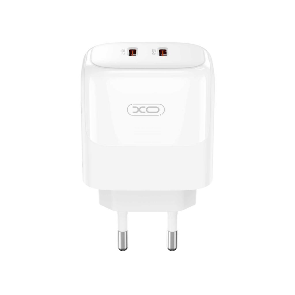 Incarcator Retea Cu Cablu Lightning XO Design L140, 35W, 3A, 2 x USB-C, Alb