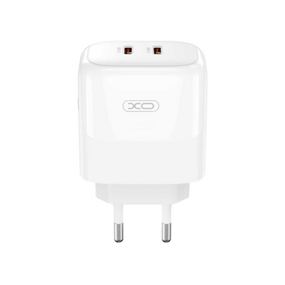 Incarcator Retea Cu Cablu USB-C XO Design L140, 35W, 3A, 2 x USB-C, Alb