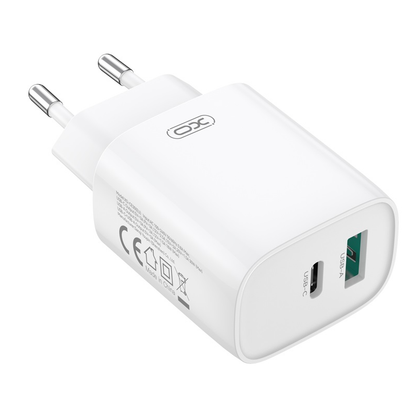 Incarcator Retea Cu Cablu Lightning XO Design CE30, 30W, 3A, 1 x USB-A - 1 x USB-C, Alb