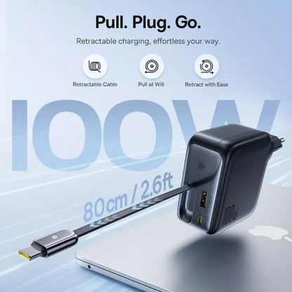 Incarcator Retea Cu Cablu USB-C Baseus EnerCore CJ11, 100W, 1 x USB-A - 2 x USB-C, Negru E0120M00