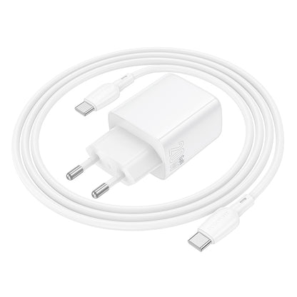 Incarcator Retea Cu Cablu USB-C Borofone BN27 Fuente, 20W, 3A, 1 x USB-A - 1 x USB-C, Alb