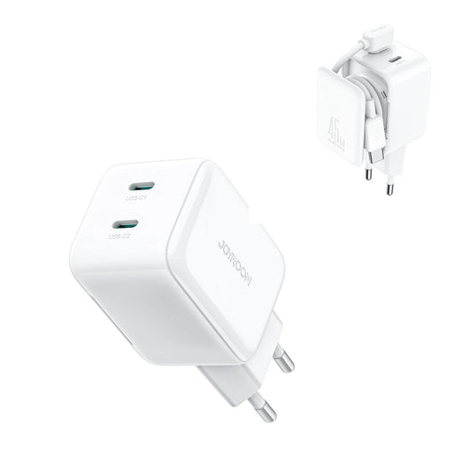 Incarcator Retea Cu Cablu USB-C Joyroom JR-TCL05, 45W, 3A, 2 x USB-C, Alb
