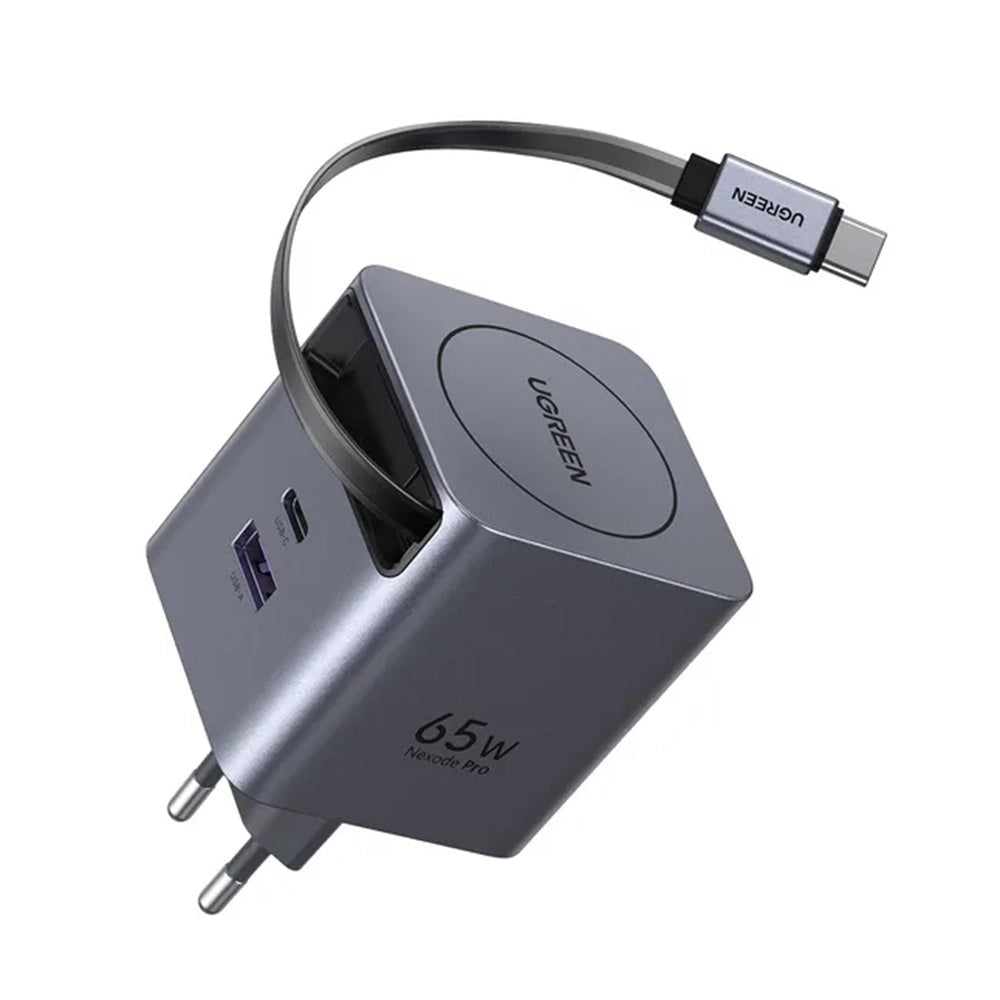 Incarcator Retea Cu Cablu USB-C UGREEN X615, 65W, 3A, 1 x USB-A - 1 x USB-C, Gri
