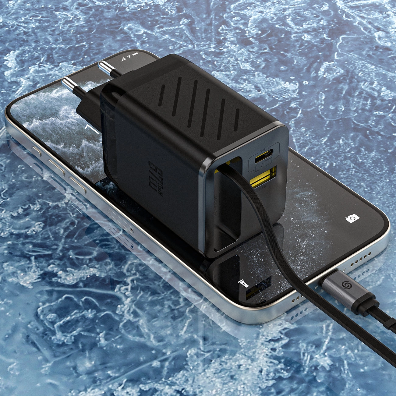 Incarcator Retea Cu Cablu USB-C Dudao A67EU, 67W, 3.35A, 1 x USB-A - 1 x USB-C, Negru