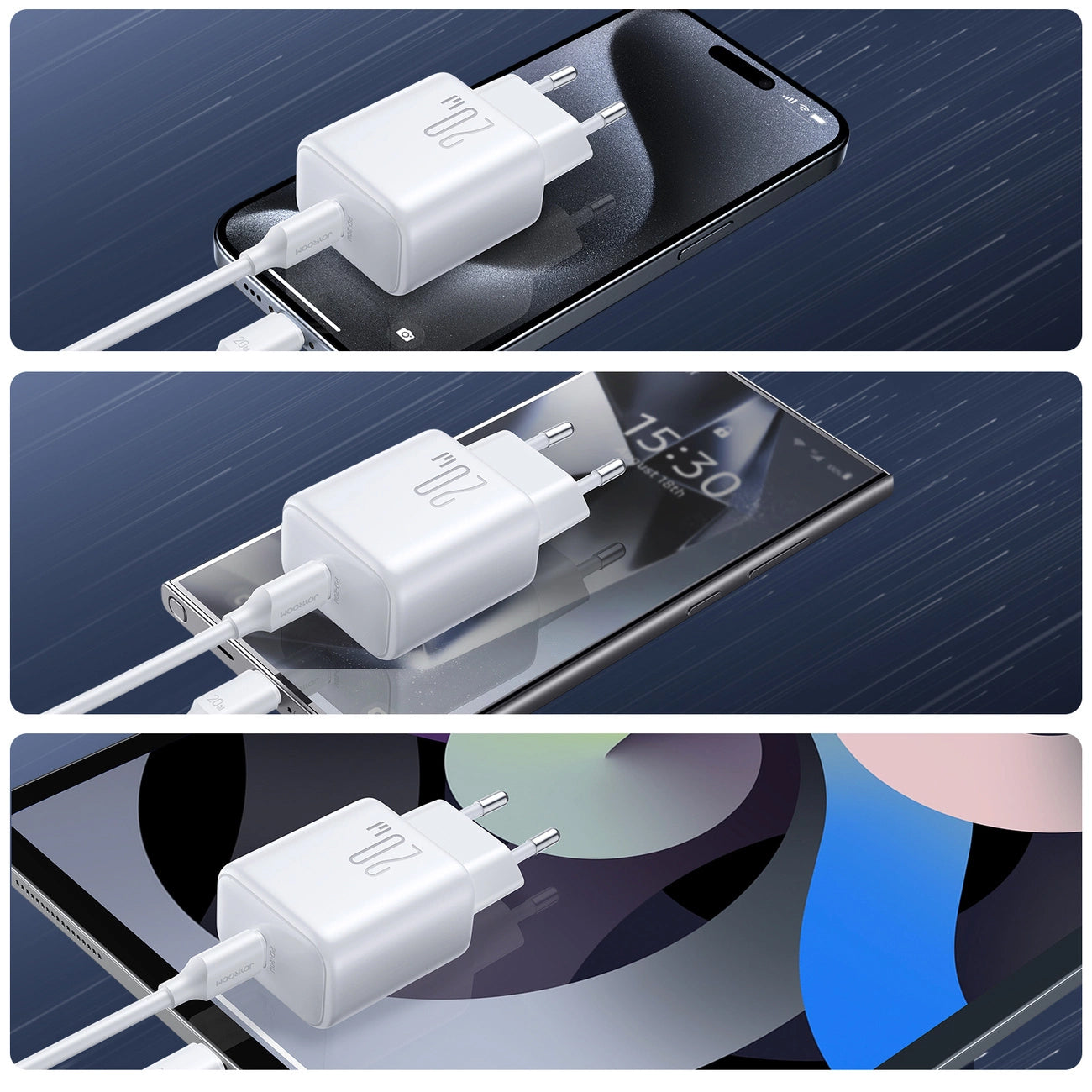 Incarcator Retea Cu Cablu USB-C Joyroom JR-TCF20, 20W, 3A, 1 x USB-C, Alb