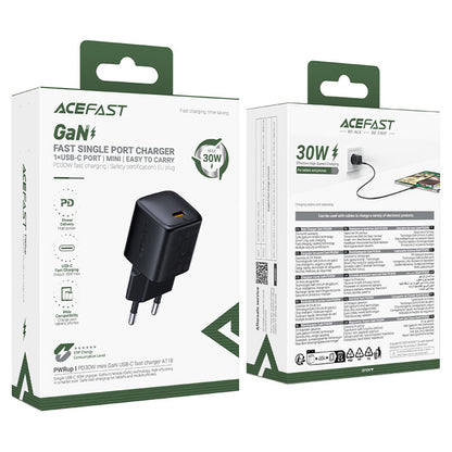 Incarcator Retea Cu Cablu Lightning Acefast A118, 30W, 3A, 1 x USB-C, Negru