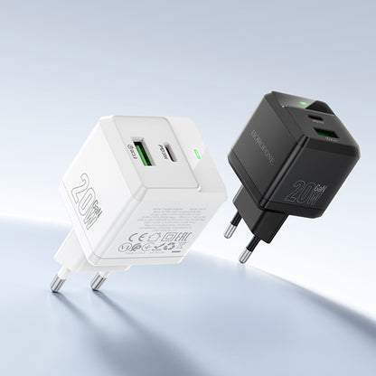 Incarcator Retea Cu Cablu Lightning Borofone BN19 Intenso, 20W, 3A, 1 x USB-A - 1 x USB-C, Alb