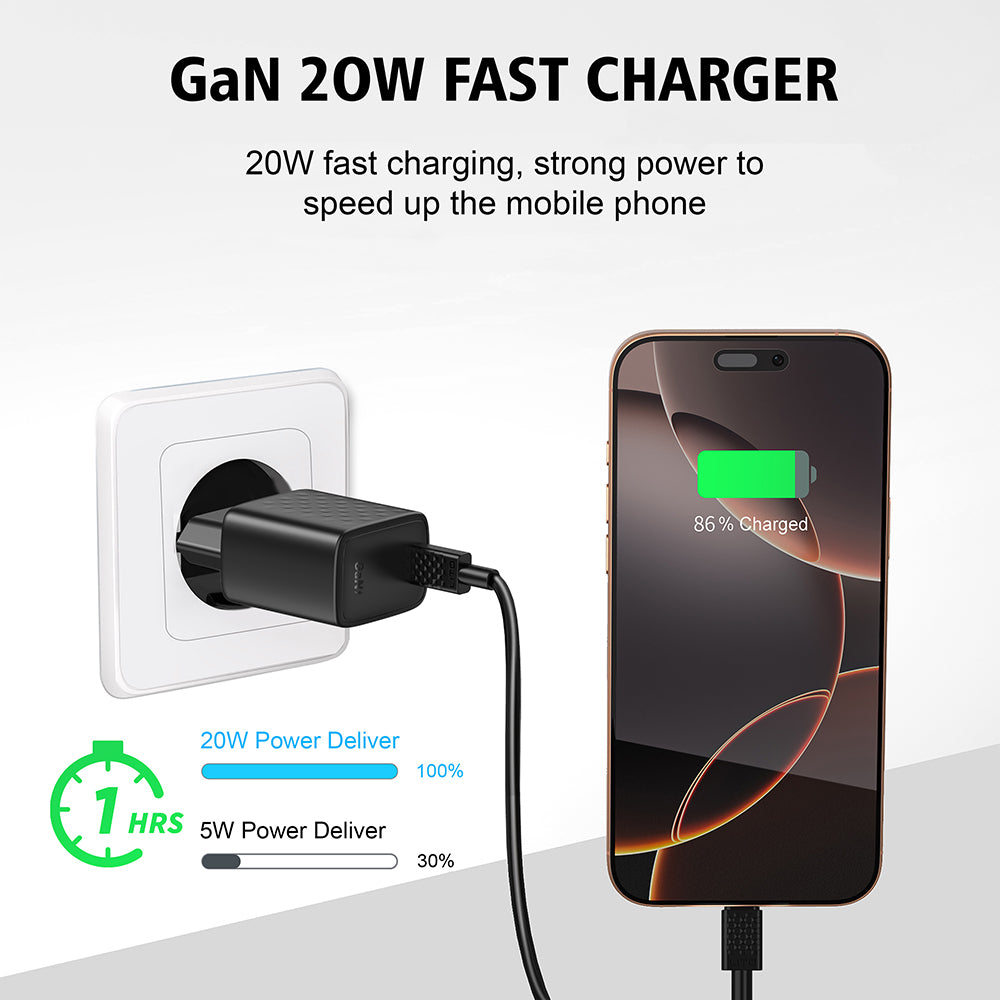 Incarcator Retea Cu Cablu Lightning Lito LC13L, 20W, 3A, 1 x USB-C, Negru