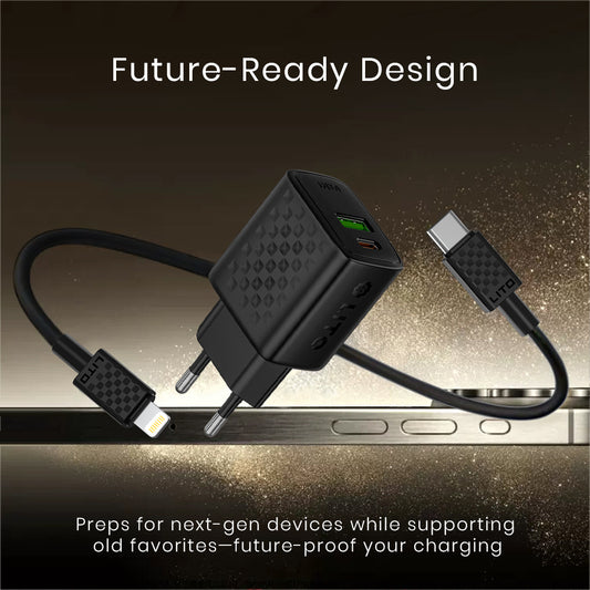 Incarcator Retea Cu Cablu Lightning Lito LC15L, 20W, 3A, 1 x USB-A - 1 x USB-C, Negru