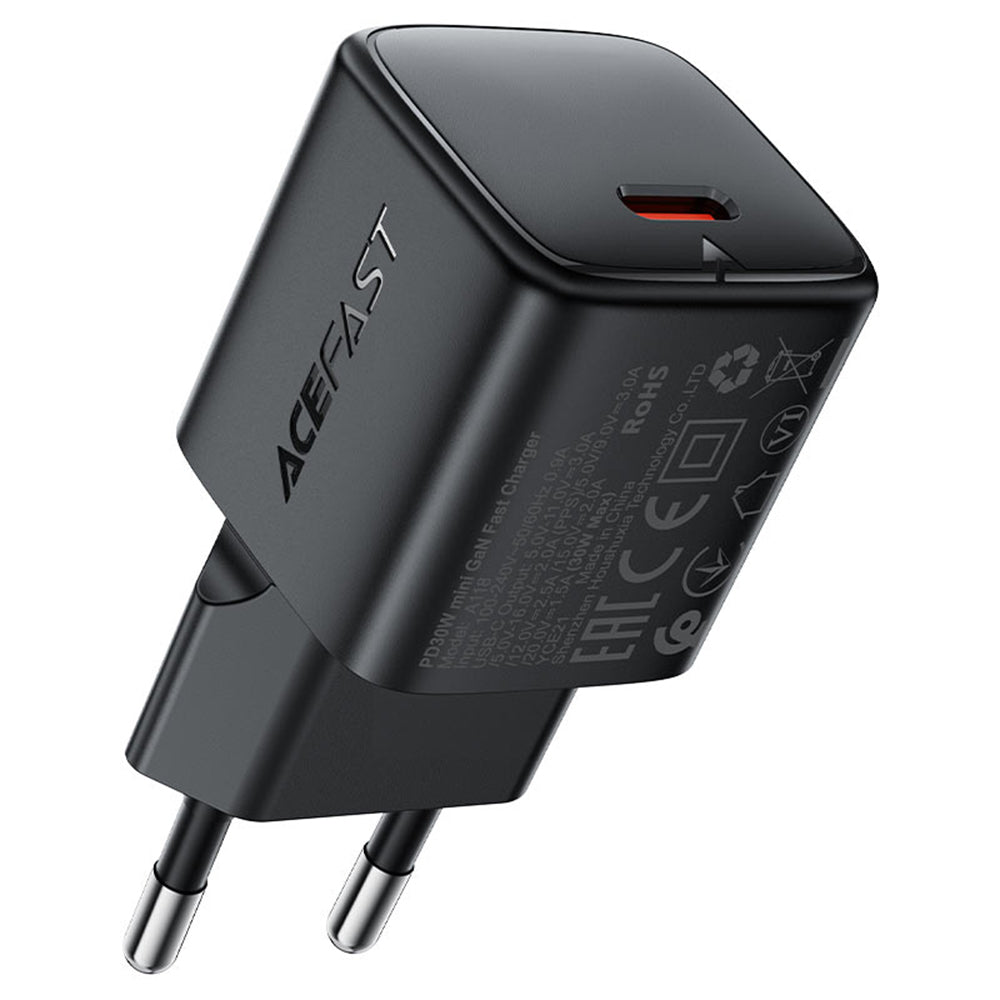 Incarcator Retea Cu Cablu USB-C Acefast A118, 30W, 3A, 1 x USB-C, Negru