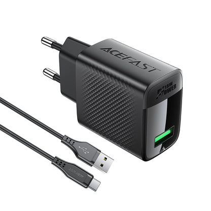 Incarcator Retea Cu Cablu USB-C Acefast A90, 18W, 3A, 1 x USB-A, Negru