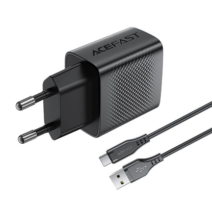 Incarcator Retea Cu Cablu USB-C Acefast A90, 18W, 3A, 1 x USB-A, Negru