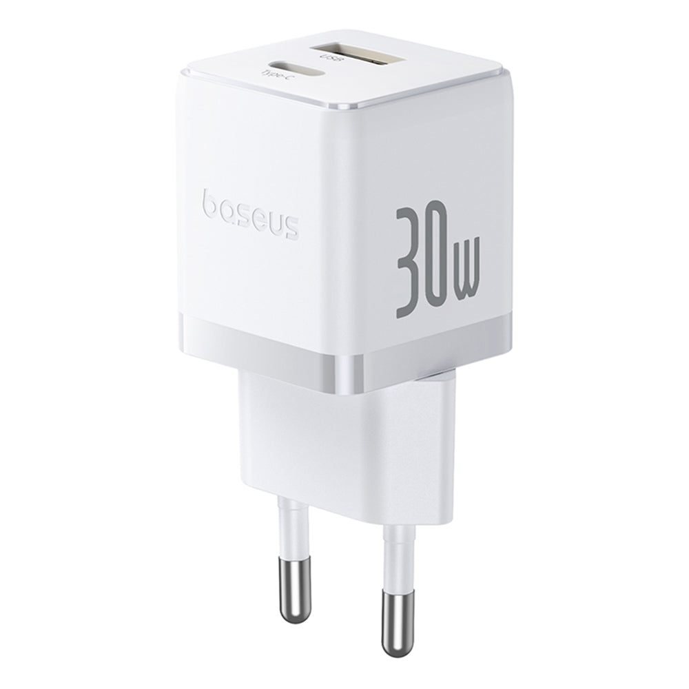 Incarcator Retea Cu Cablu USB-C Baseus Palm, 30W, 3A, 1 x USB-A - 1 x USB-C, Alb P1011160A213-01