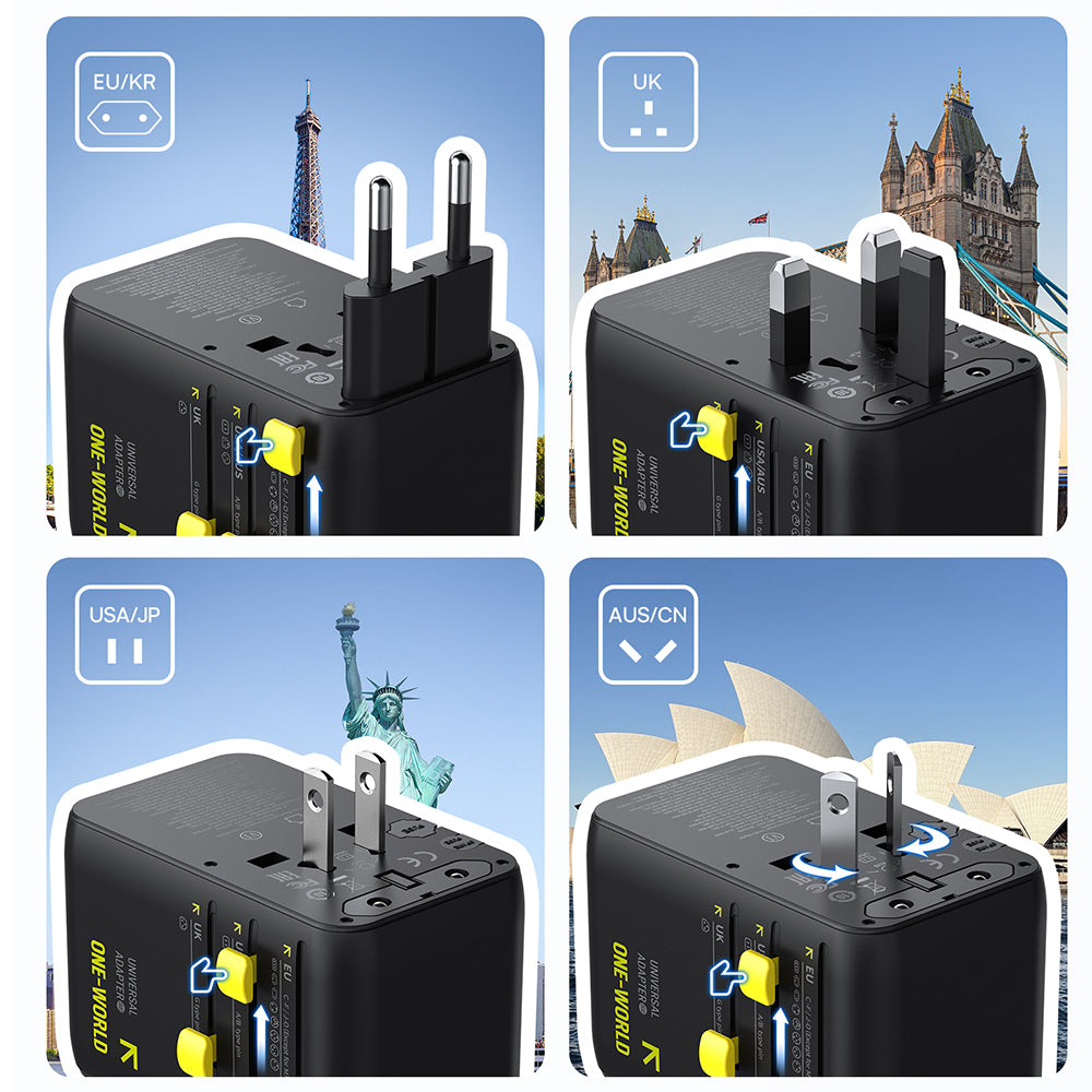 Incarcator Retea Cu Cablu USB-C Baseus Travel PicoGo AG11, 45W, 2 x Priza - 1 x USB-C - 2 x USB-A, Negru E0307F00