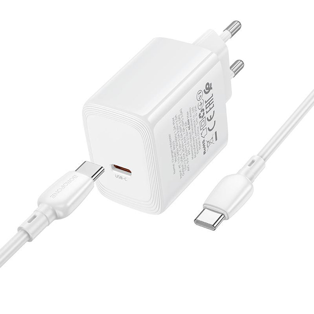 Incarcator Retea Cu Cablu USB-C Borofone BN33 Fuente, 40W, 1 x USB-C, Alb