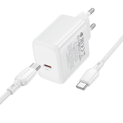 Incarcator Retea Cu Cablu USB-C Borofone BN33 Fuente, 40W, 1 x USB-C, Alb