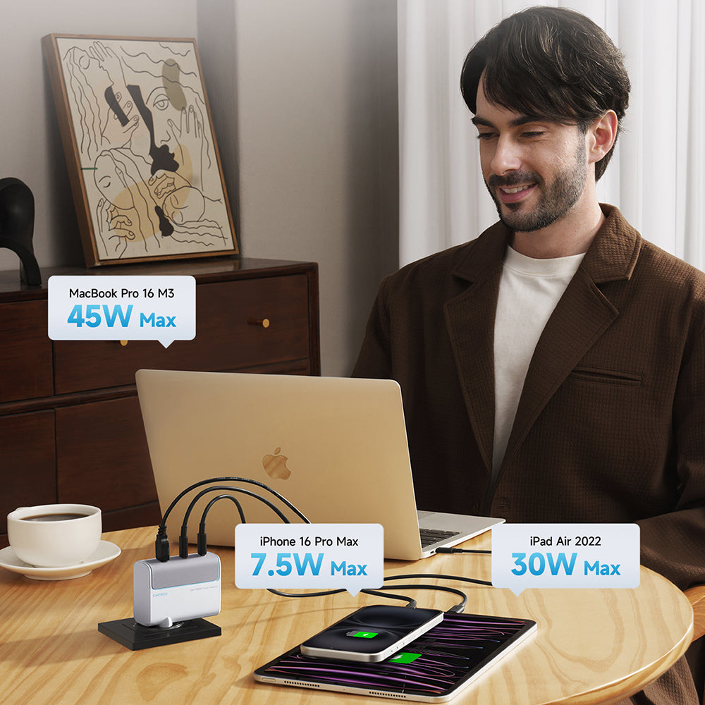 Incarcator Retea cu Cablu USB-C Cuktech, 100W, 5A, 1 x USB-A - 2 x USB-C, Alb CKAD1003EUGW
