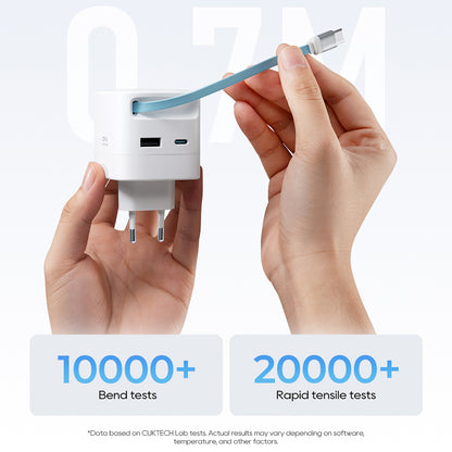 Incarcator Retea cu Cablu USB-C Cuktech, 67W, 3.25A, 1 x USB-A - 1 x USB-C, Alb CUKA653WEUWT