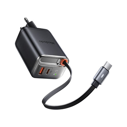Incarcator Retea Cu Cablu USB-C McDodo CH-4100 FreeGo Display, 67W, 3.35A, 1 x USB-A - 1 x USB-C, Negru