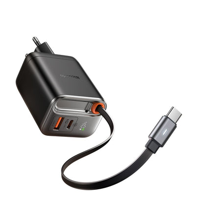 Incarcator Retea Cu Cablu USB-C McDodo CH-4281 FreeGo Display, 40W, 3A, 1 x USB-A - 1 x USB-C, Negru