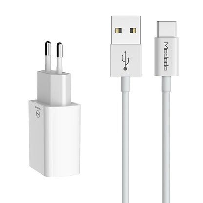 Incarcator Retea Cu Cablu USB-C McDodo CH-6721 Offer, 12W, 2.4A, 2 x USB-A, Alb