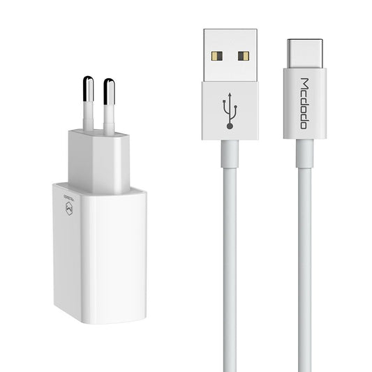 Incarcator Retea Cu Cablu USB-C McDodo CH-6721 Offer, 12W, 2.4A, 2 x USB-A, Alb