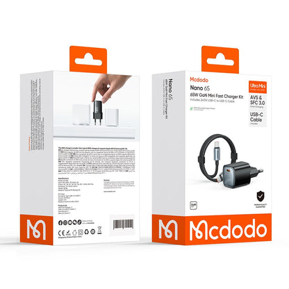 Incarcator Retea Cu Cablu USB-C Mcdodo Nano CH-8262, 65W, 3.25A, 1 x USB-C, Negru