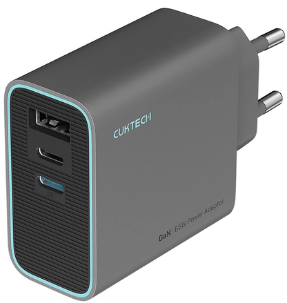 Incarcator Retea Cuktech, 65W, 3A, 1 x USB-A - 2 x USB-C, Gri CUKAD653EUGR