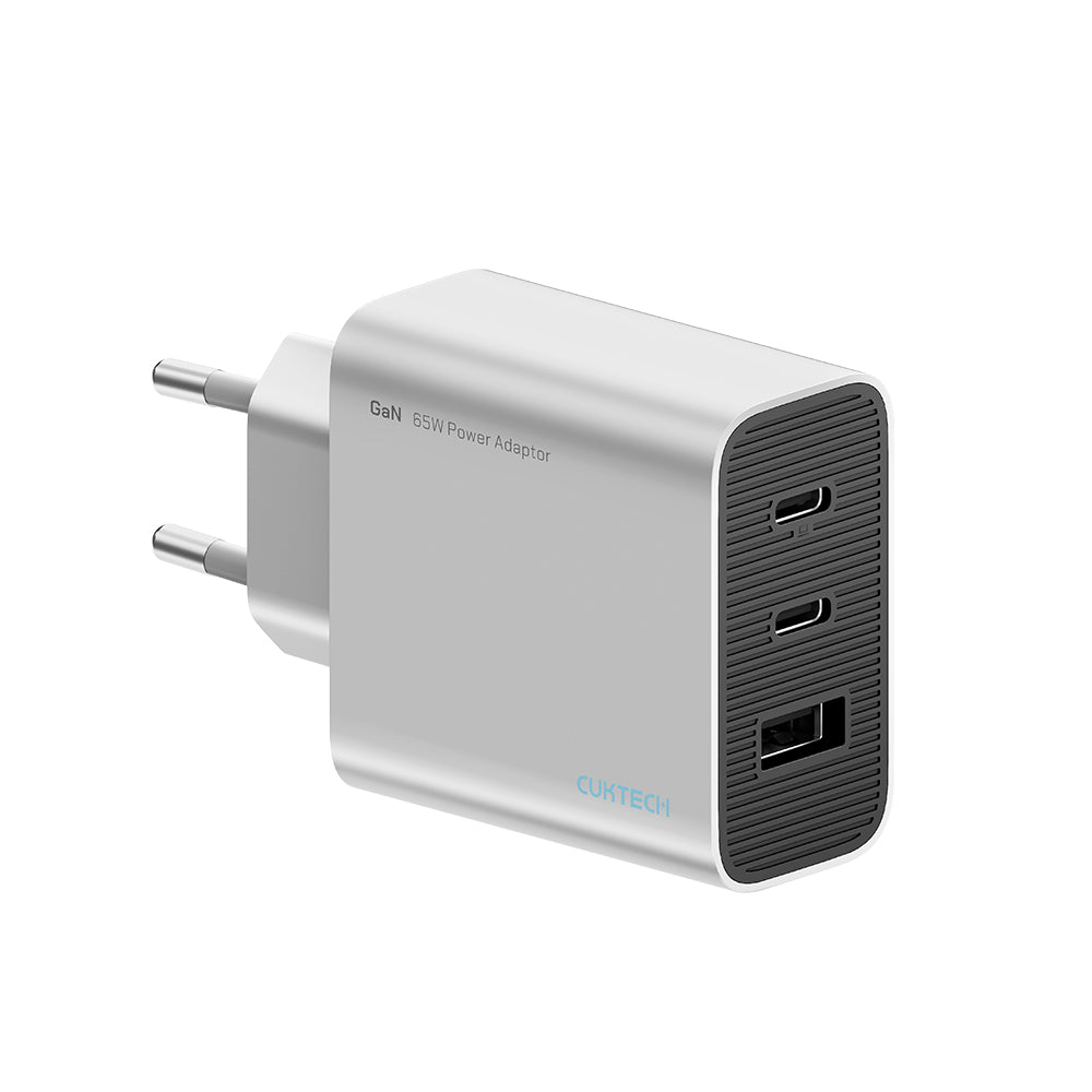 Incarcator Retea Cuktech, 65W, 3.25A, 1 x USB-A - 2 x USB-C, Alb CUK0A15CEUSL