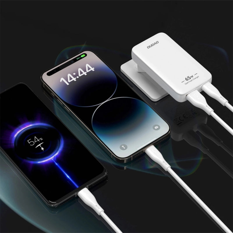 Incarcator Retea Dudao A65Q Travel, 65W, 3.25A, 1 x USB-A - 1 x USB-C, Alb
