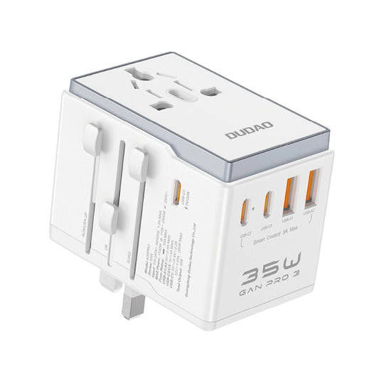 Network Charger Dudao Travel A35Pro, 35W, 3A, 2 x USB-A - 3 x USB-C, White 