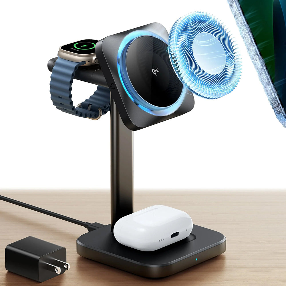 Incarcator Retea Wireless ESR CryoBoost 3in1, 25W, 1.67A, Negru