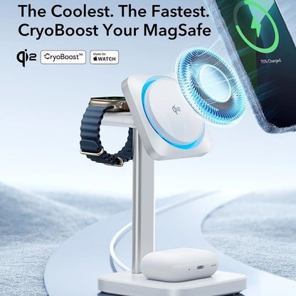 Incarcator Retea Wireless ESR CryoBoost 3in1, 25W, 1.67A, Negru