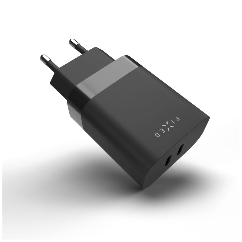 Incarcator Retea Fixed, 35W, 3A, 2 x USB-C, Negru