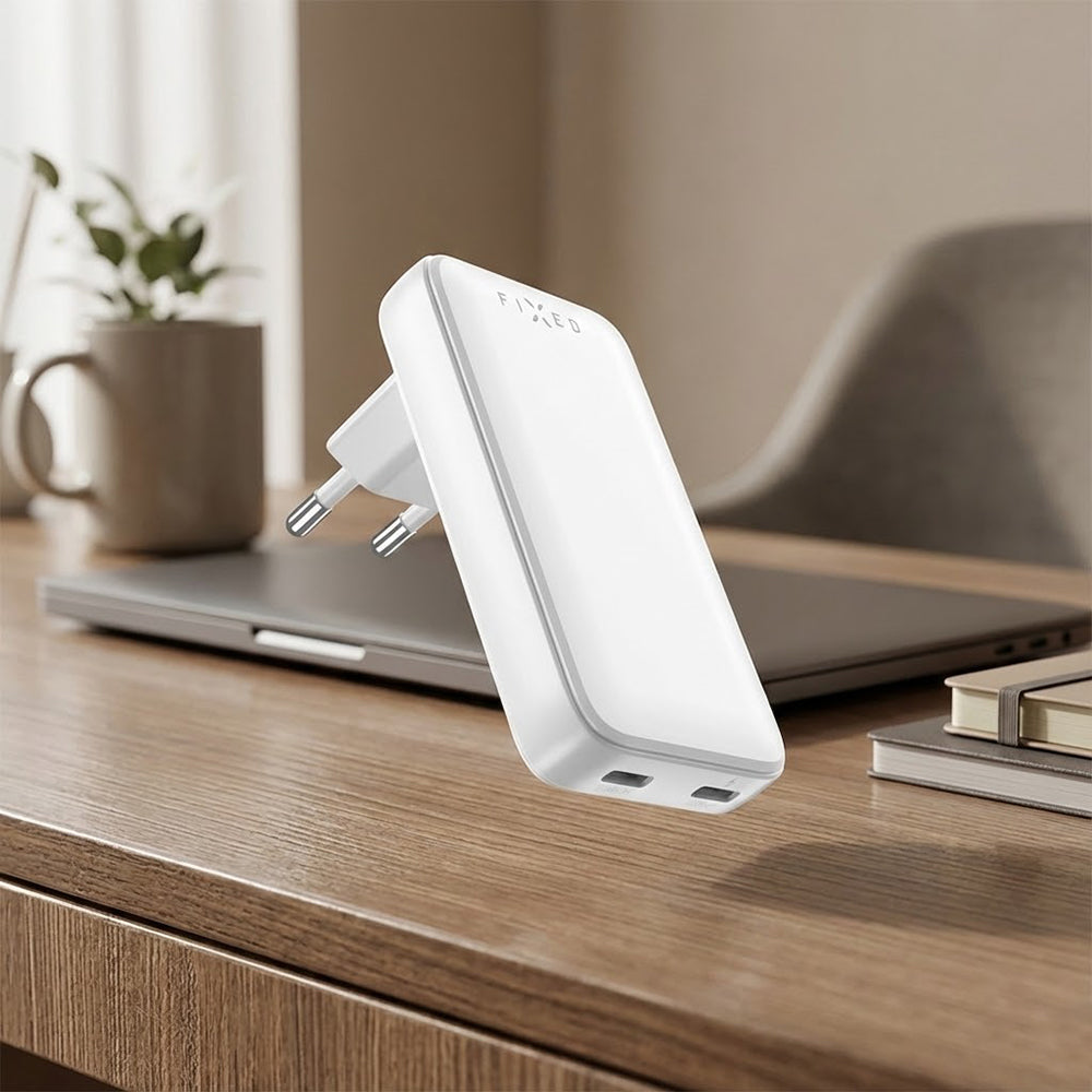 Incarcator Retea Fixed Slim, 45W, 3A, 2 x USB-C, Alb