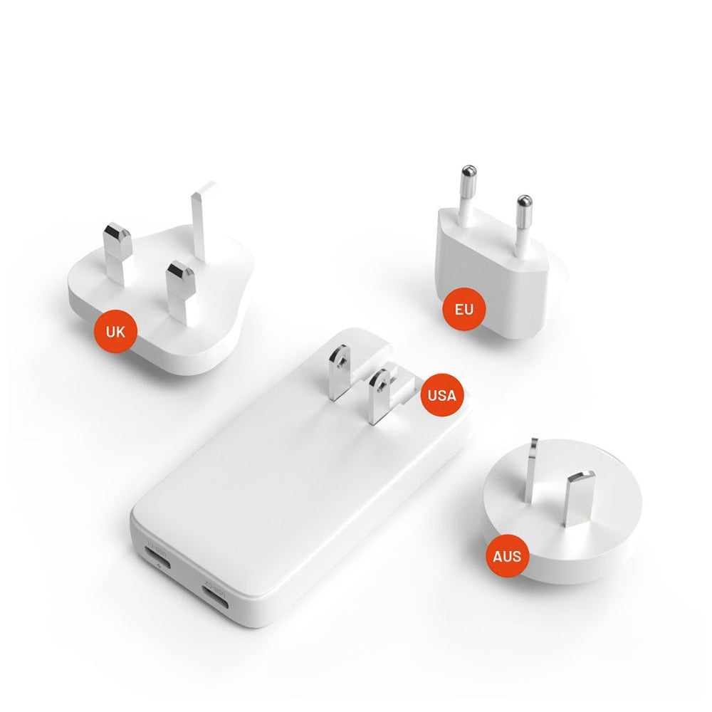 Incarcator Retea Fixed Travel, 45W, 3A, 2 x USB-C, Alb