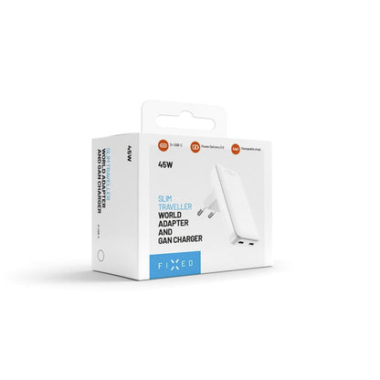 Incarcator Retea Fixed Travel, 45W, 3A, 2 x USB-C, Alb