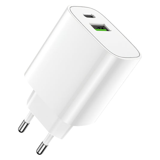 Incarcator Retea Forever LS-04, 20W, 3A, 1 x USB-A - 1 x USB-C, Alb