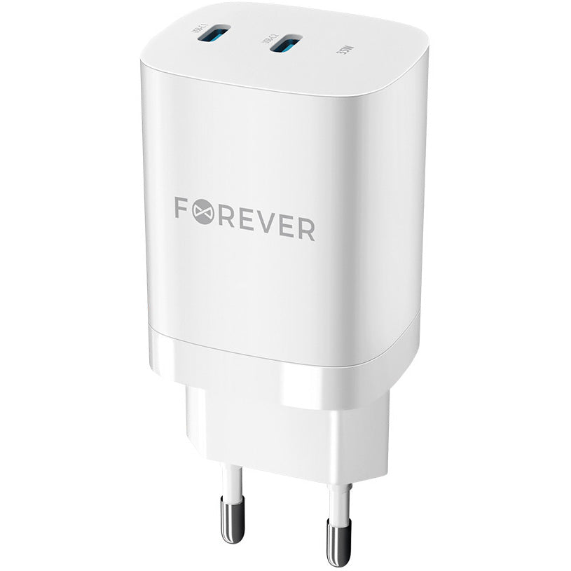 Incarcator Retea Forever TC-05-35CC, 35W, 3A, 2 x USB-C, Alb