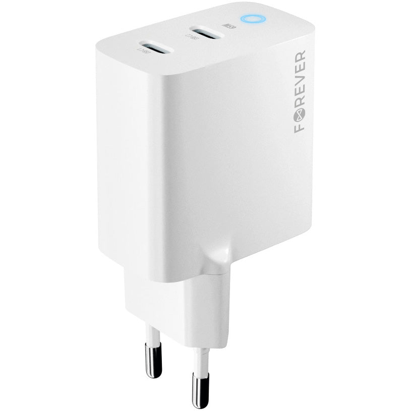 Incarcator Retea Forever TC-06-65CC, 65W, 3.25A, 2 x USB-C, Alb