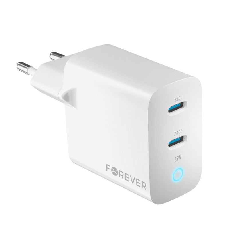 Incarcator Retea Forever TC-06-65CC, 65W, 3.25A, 2 x USB-C, Alb