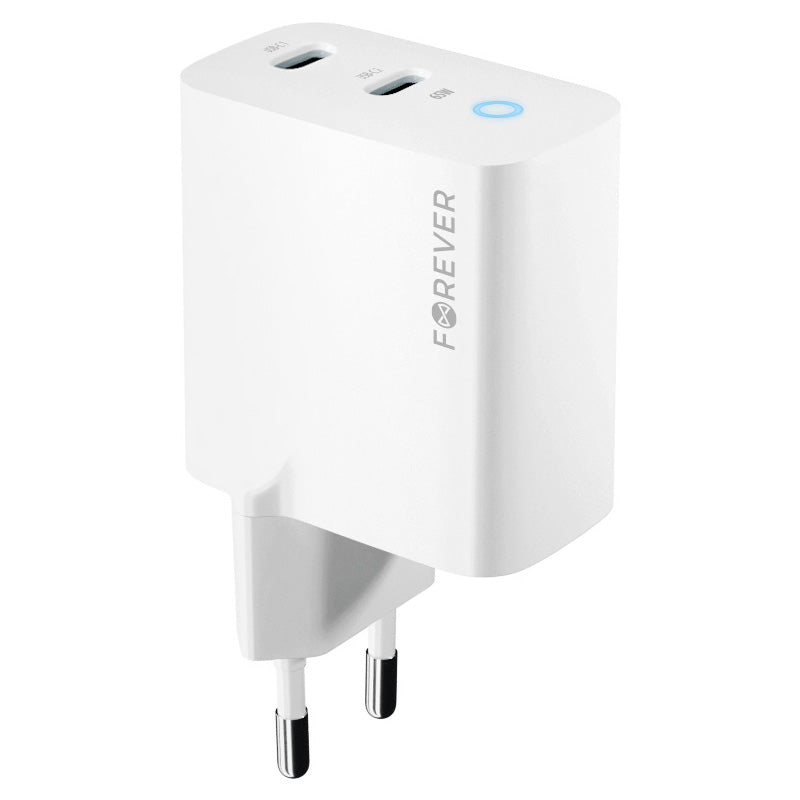 Incarcator Retea Forever TC-06-65CC, 65W, 3.25A, 2 x USB-C, Alb