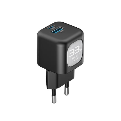 Incarcator Retea HAVIT UC230, 33W, 3A, 1 x USB-A - 1 x USB-C, Negru Gri