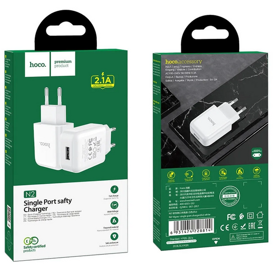 Incarcator Retea HOCO N2, 10W, 2A, 1 x USB-A, Alb
