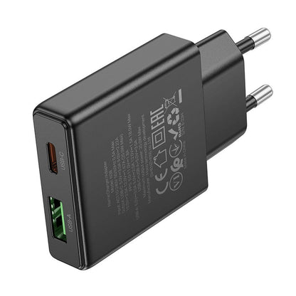 Incarcator Retea HOCO N38, 20W, 3A, 1 x USB-A - 1 x USB-C, Negru