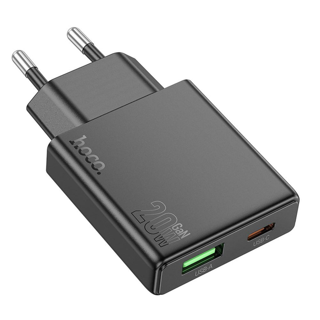 Incarcator Retea HOCO N38, 20W, 3A, 1 x USB-A - 1 x USB-C, Negru