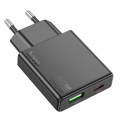 Incarcator Retea HOCO N38, 20W, 3A, 1 x USB-A - 1 x USB-C, Negru