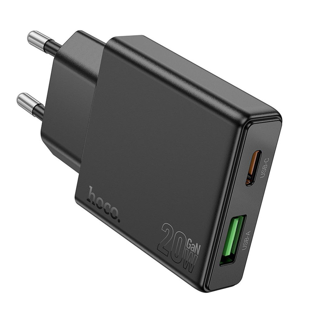 Incarcator Retea HOCO N38, 20W, 3A, 1 x USB-A - 1 x USB-C, Negru