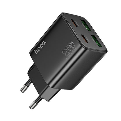 Incarcator Retea HOCO N55, 20W, 3A, 2 x USB-A - 2 x USB-C, Negru